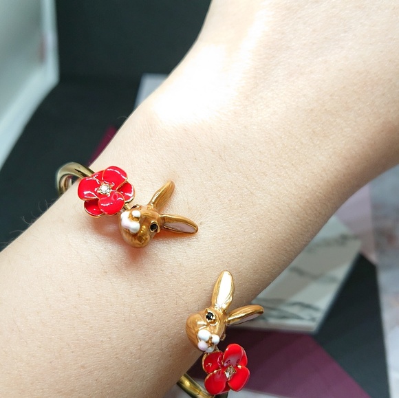 Kate spade Gold Pavé Flower & Bunny Cuff Bracelet - Picture 5 of 6